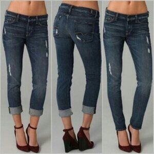 7FAM 7 FOR ALL MANKIND Josefina Skinny Boyfriend Jeans Sz 28 Flawed